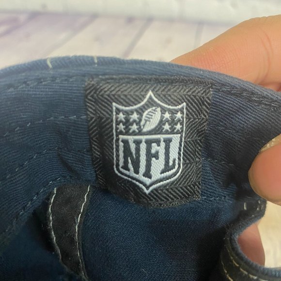 Seattle Seahawks Hat Cap Strap Back Gray Navy Blue Sports NFL Embroidered OTS - Picture 10 of 12